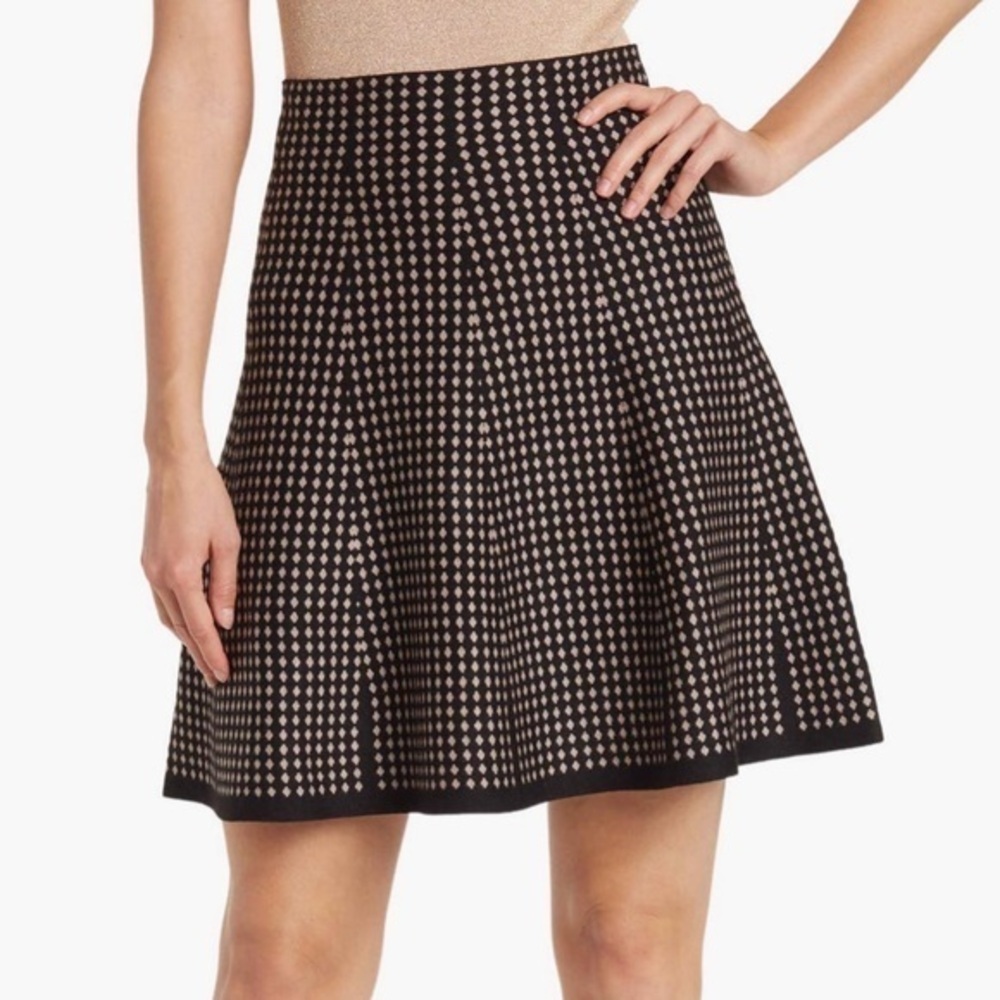 Max Studio Chequered Black & Cream Mini Skirt